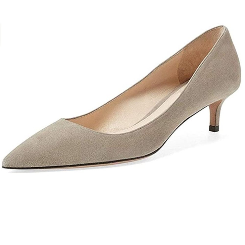 YDN Low Kitten Heel Pumps Pointed Toe Dress